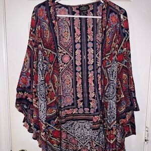 Angie Floral Kimono with Pink and Blue Accents